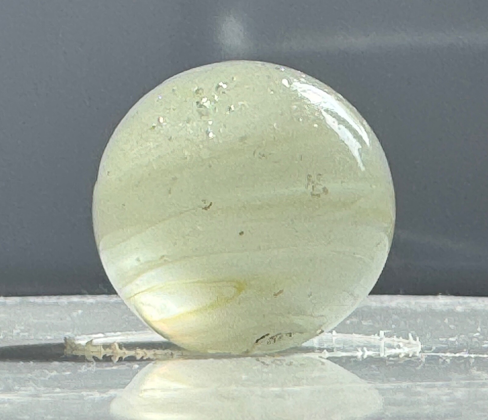 Egg Yolk & White Single Faceted Pontil Transitional Marble 21.5mm (27/32”)