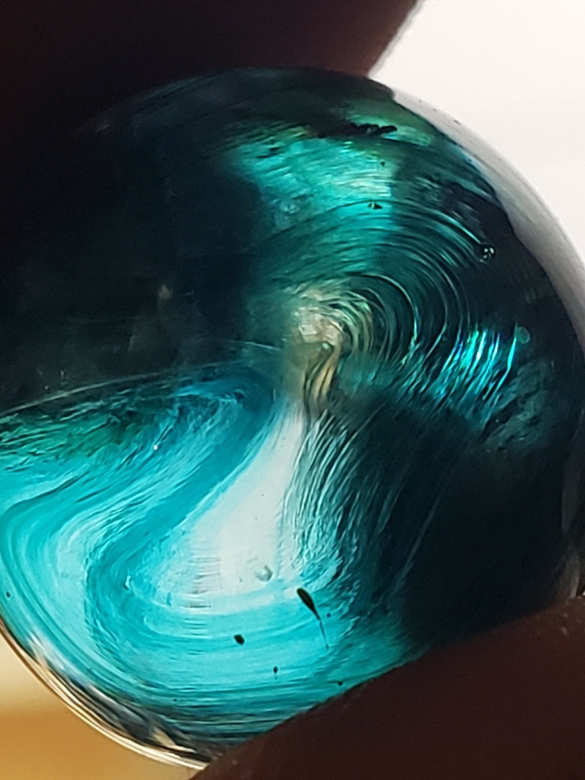 RARE EARLY Akro Agate Blue Bubble Base METALIC 9 OXBLOOD HYBRID WET MINT SZ 5/8