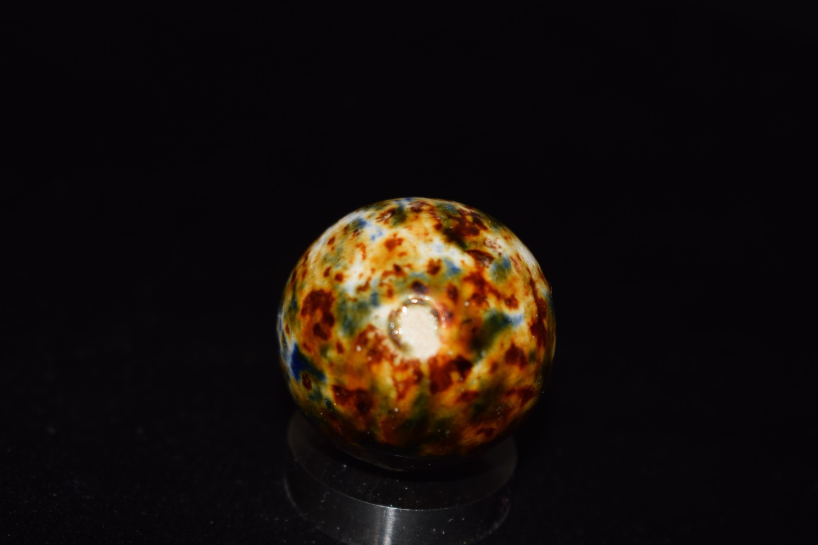 🧐👉Beautiful Antique Fancy German⬛🟥🟨 Bennington crockery marble LARGE 1.220