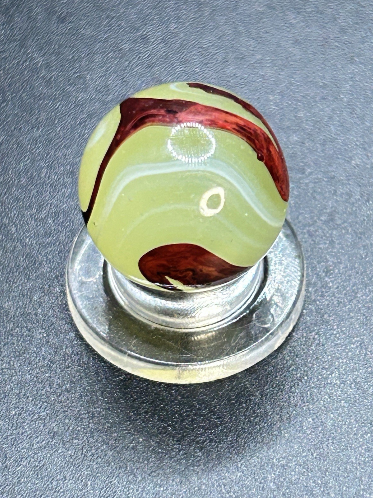 Vintage Akro Lemonade Oxblood Marble UV Lashes w/ Wide Oxblood Pattern 0.629”
