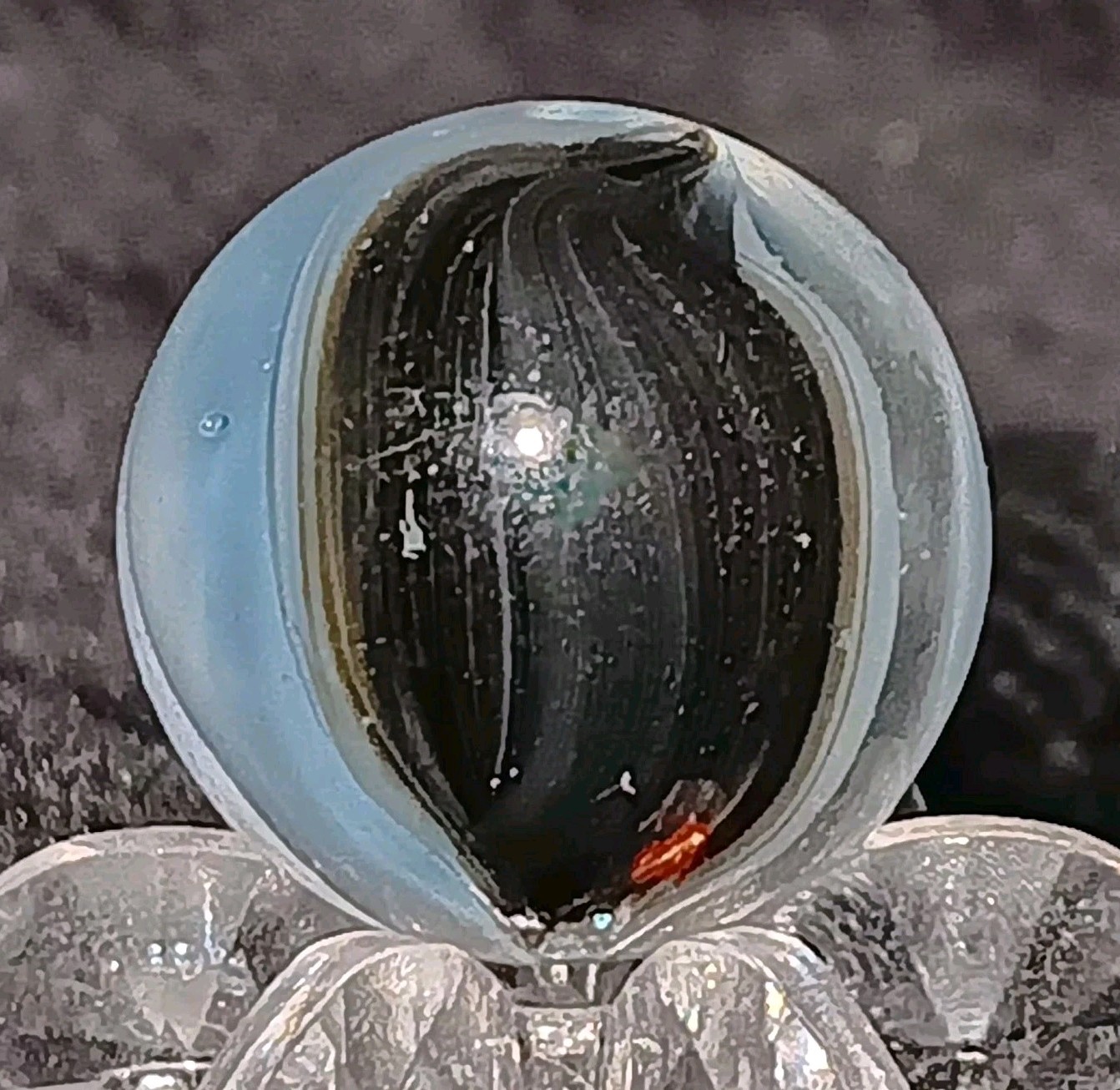 Vintage Vitro Agate Hybrid Cat’s Eye Marble. SIX FINGER. .60″ Nm Unique Example