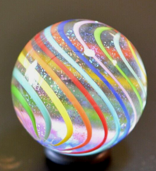 JAMES ALLOWAY GLASS MARBLE/1.252″-DICHROIC GLITTERBALL # 358-WORLDWIDE SHIPPING