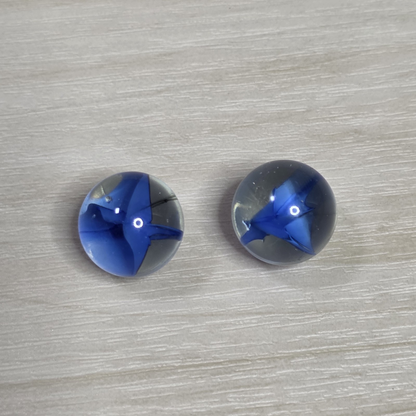 Vintage Hybrid Cat’s Eye Marble Clear Blue Lot of 2
