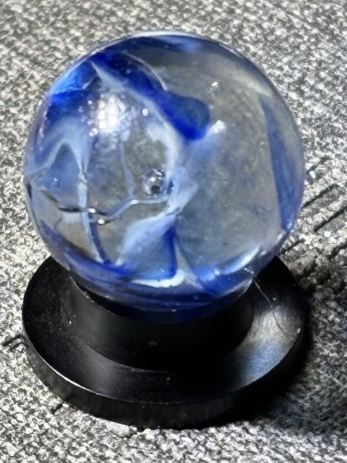 Veiligglas Wirepull Blue White Transparent Marble .59”