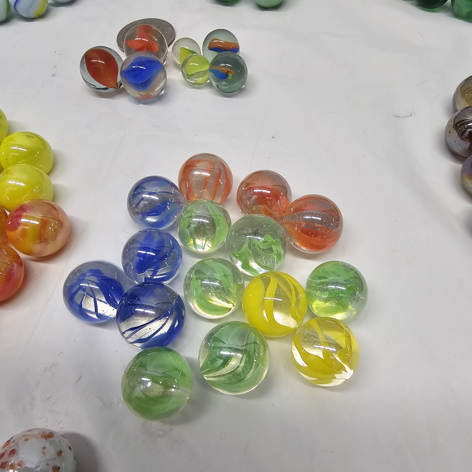 Huge Lot Of Vintage Marbles 165+ Large And Small 18 Mixed Varieties