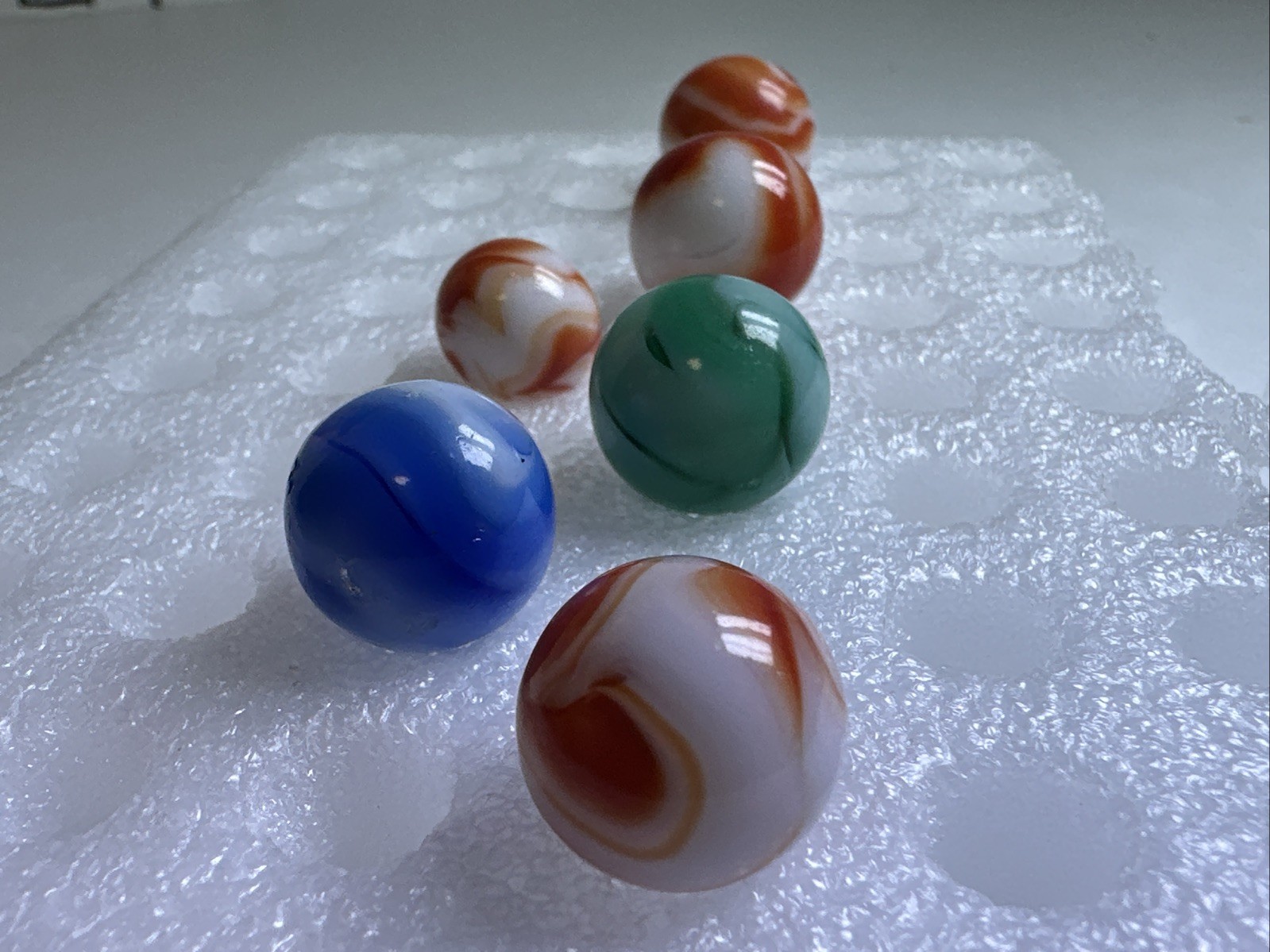 350 Lot Of 6 Vintage Alley Agate Swirl Marbles! .535-.735”