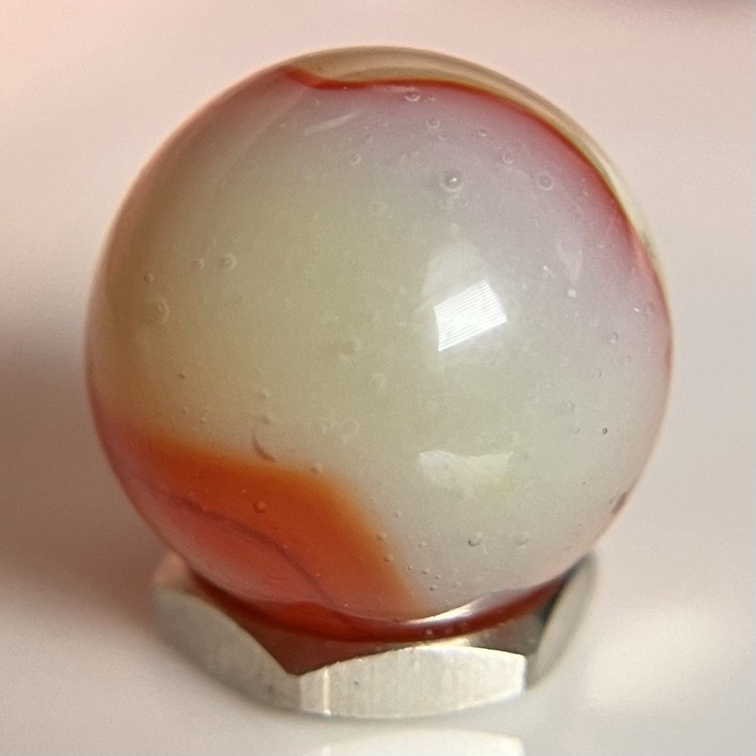 💥 HTF Vintage Marbles Peltier Akro Kokomo Opal Ribbon and Patch Marble .61”