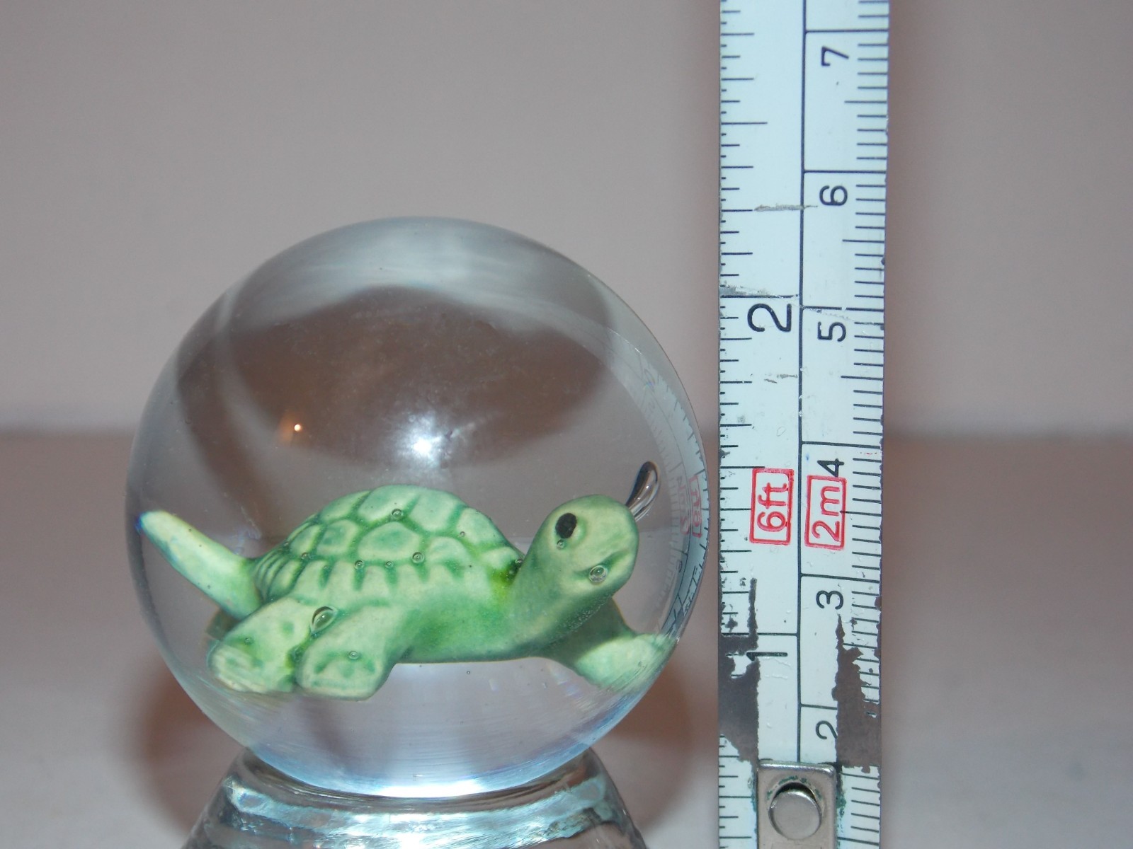 Handmade Sammy Sam Hogue 43mm Sulphide Green Turtle Glass Marble Signed 2007