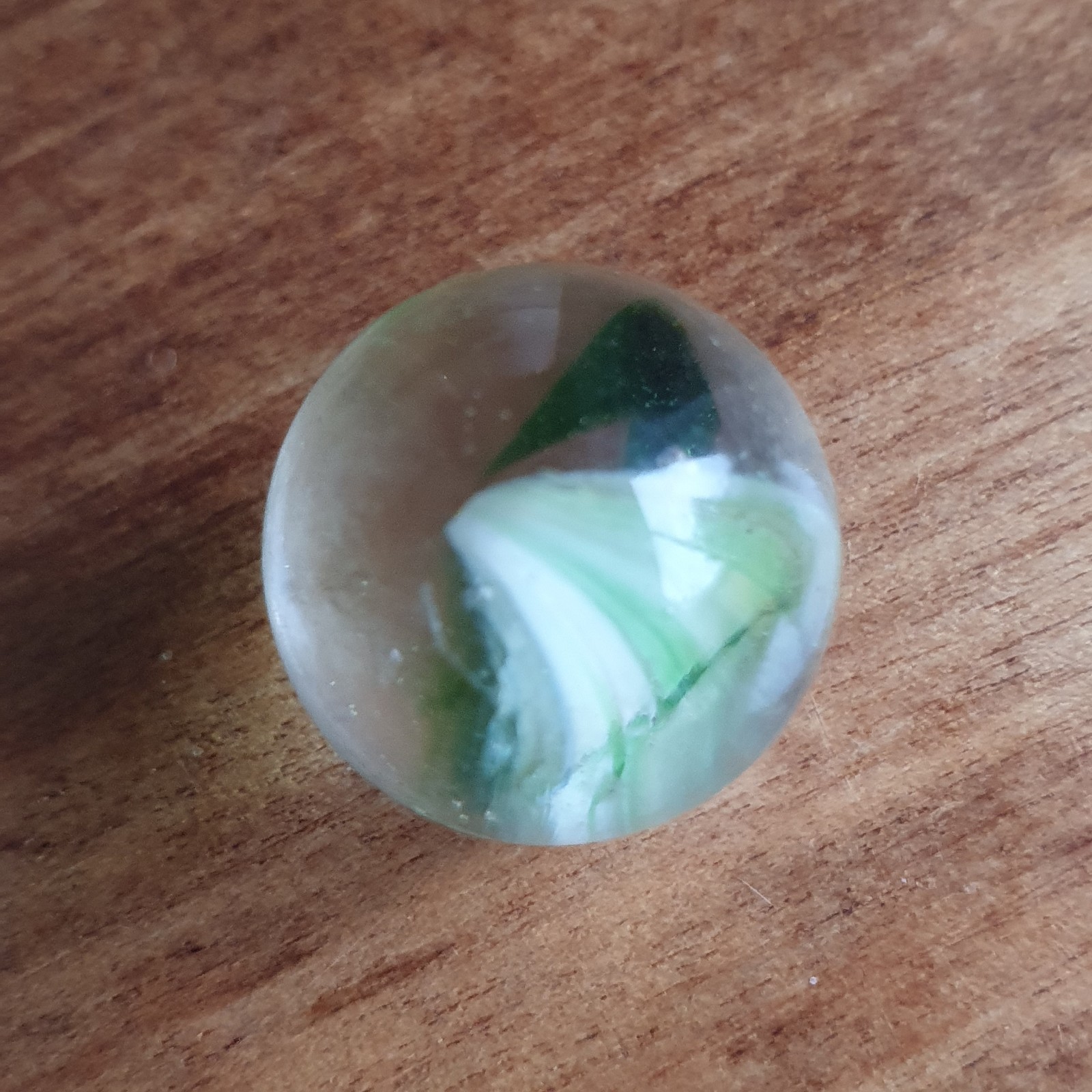 French European Sparkler Marble 1950s 60s Green White Brown Yellow Reacts To UV