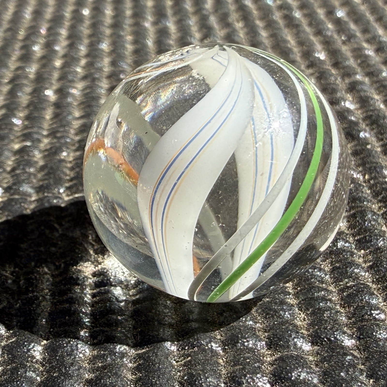 Contemporary Divided 2 Core Swirl Handmade Marble .92” Mint