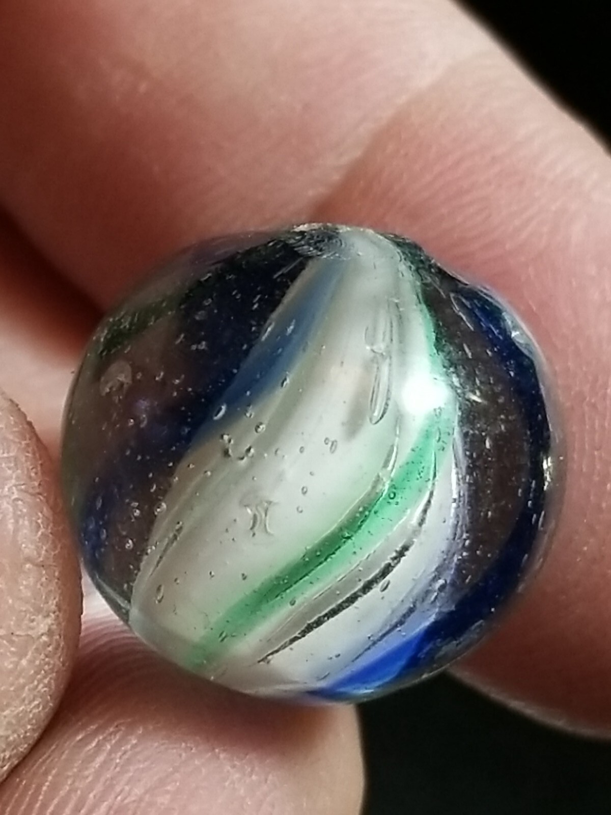 Antique Shrunken Lobed Solid Core Caged Swirl- 23/32″ Mint Condition