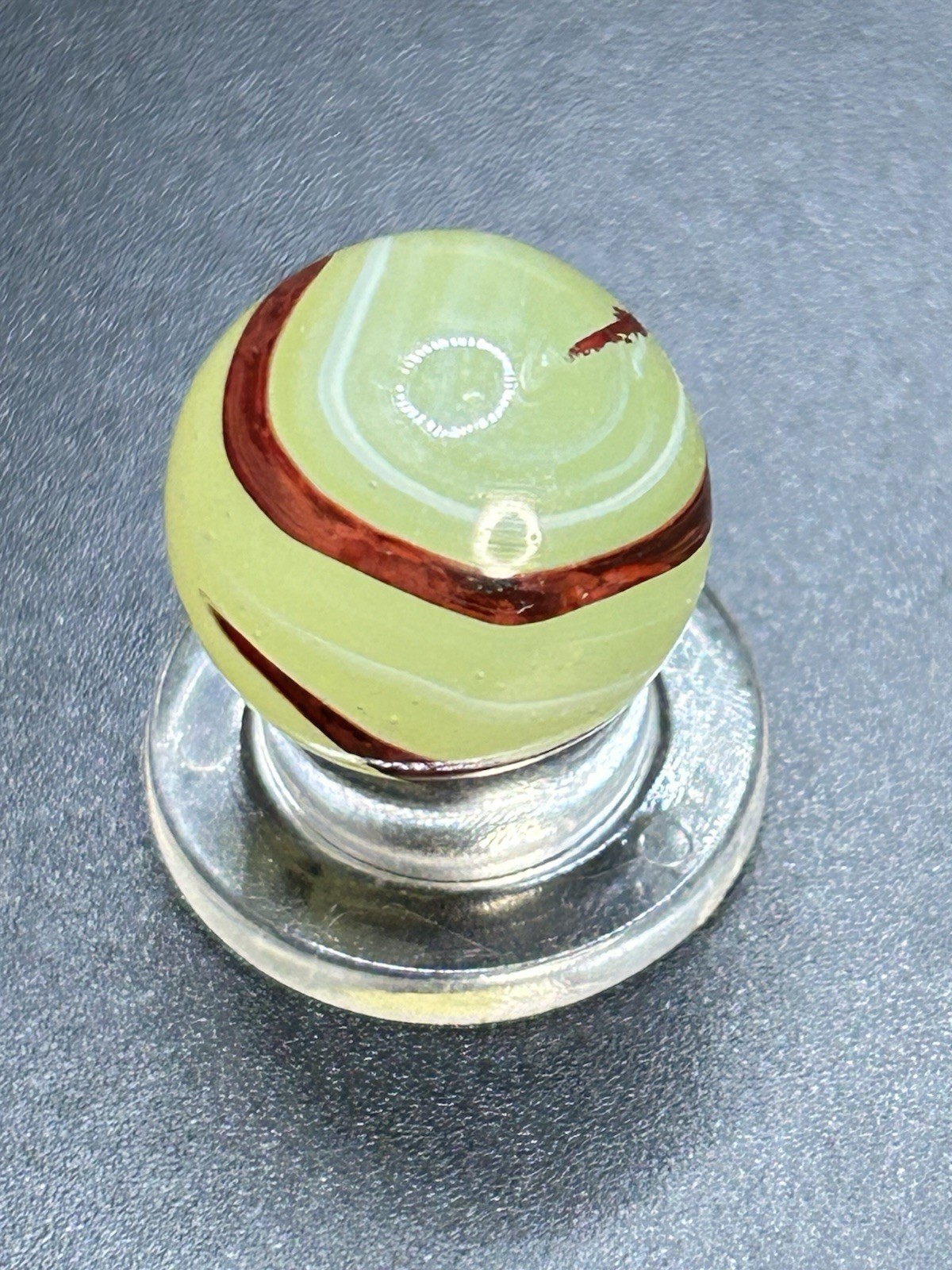 Vintage Akro Lemonade Oxblood Marble UV Lashes w/ Wide Oxblood Pattern 0.629”