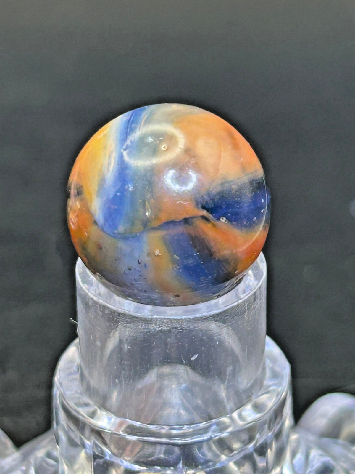 Vintage Peltier NLR Blended Rainbo Superboy Marble, Blue/Orange, .62″, NM+, #P25