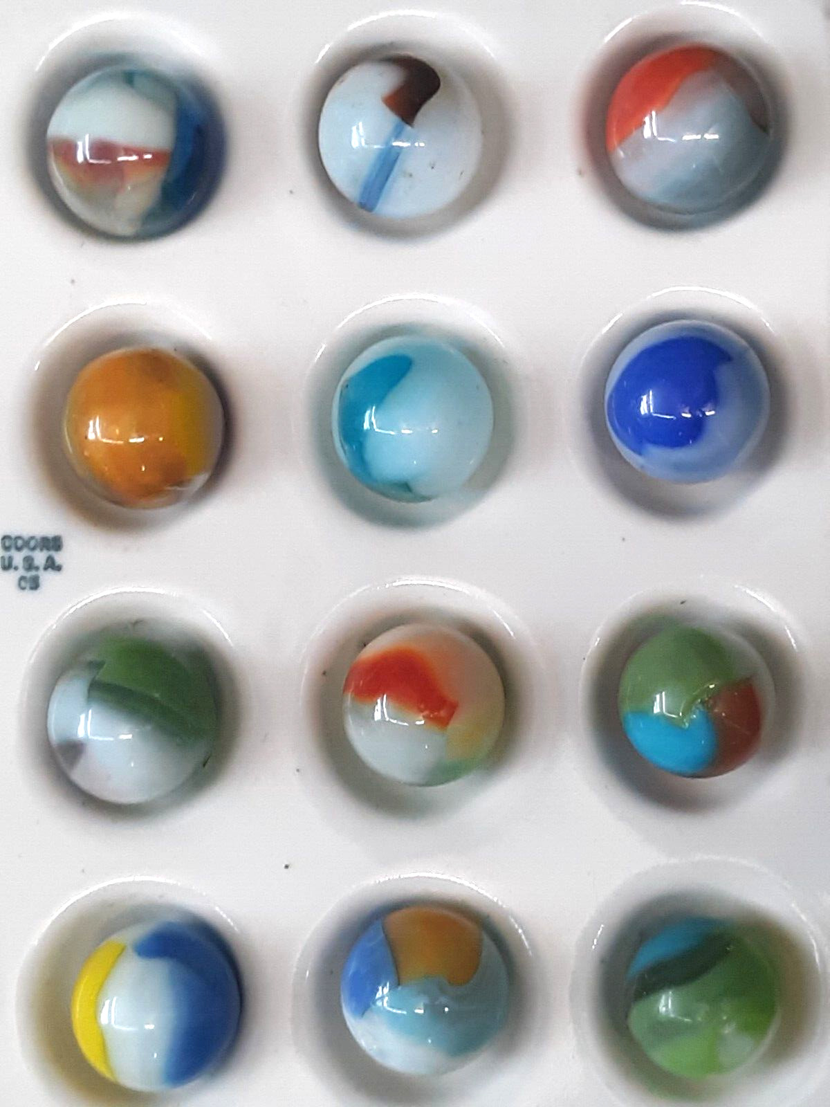 Twelve Wet Mint Vintage Vitro Agate Colorful Glass Marbles #15