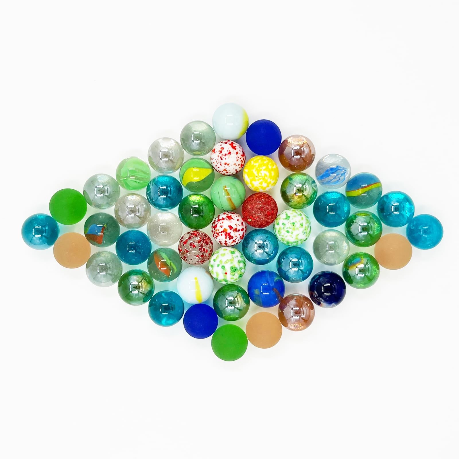 AHLPO 50Pcs 16mm Glass Marbles Multiple Colors Bulk Collection 16mm, 50pcs