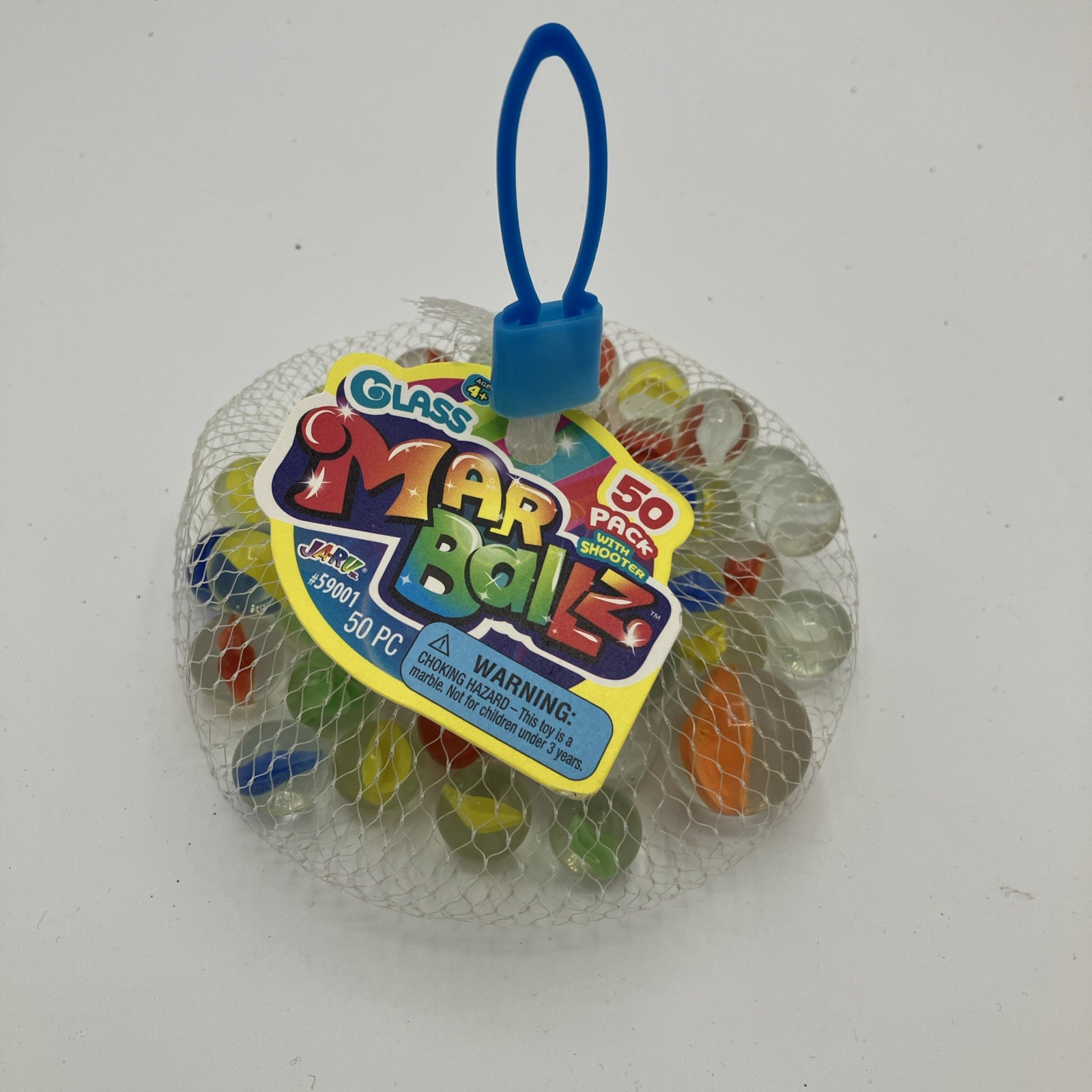 (1)50 Pack Glass marbles With Jumbo Shooter!! MAR BALLZ JA-RU