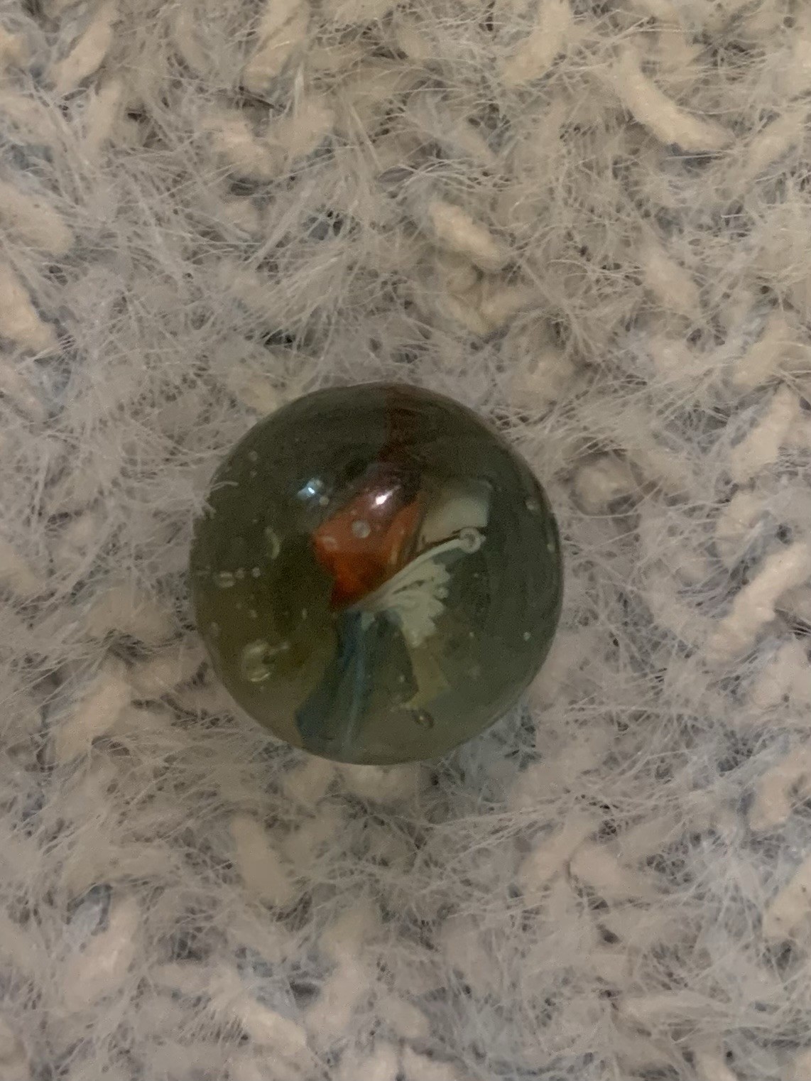 Vitro Three Vane Three Color Cross Through Cat’s Eye Marble *Red White Blue*