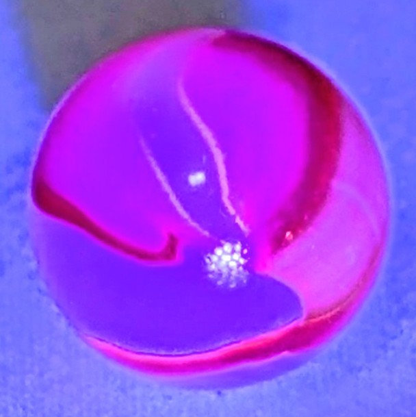 Vintage Akro Agate Carnelian Oxblood Swirl Marble UV Uranium Glow NM 5/8″