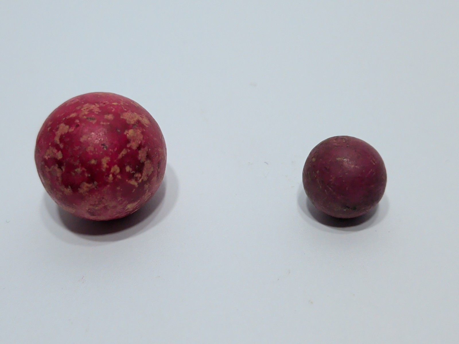 ✨ANTIQUE✨ (Lot Of 2) Multicolor Fired Hard Clay Pottery Marbles ⅜ to ⅝” Wide