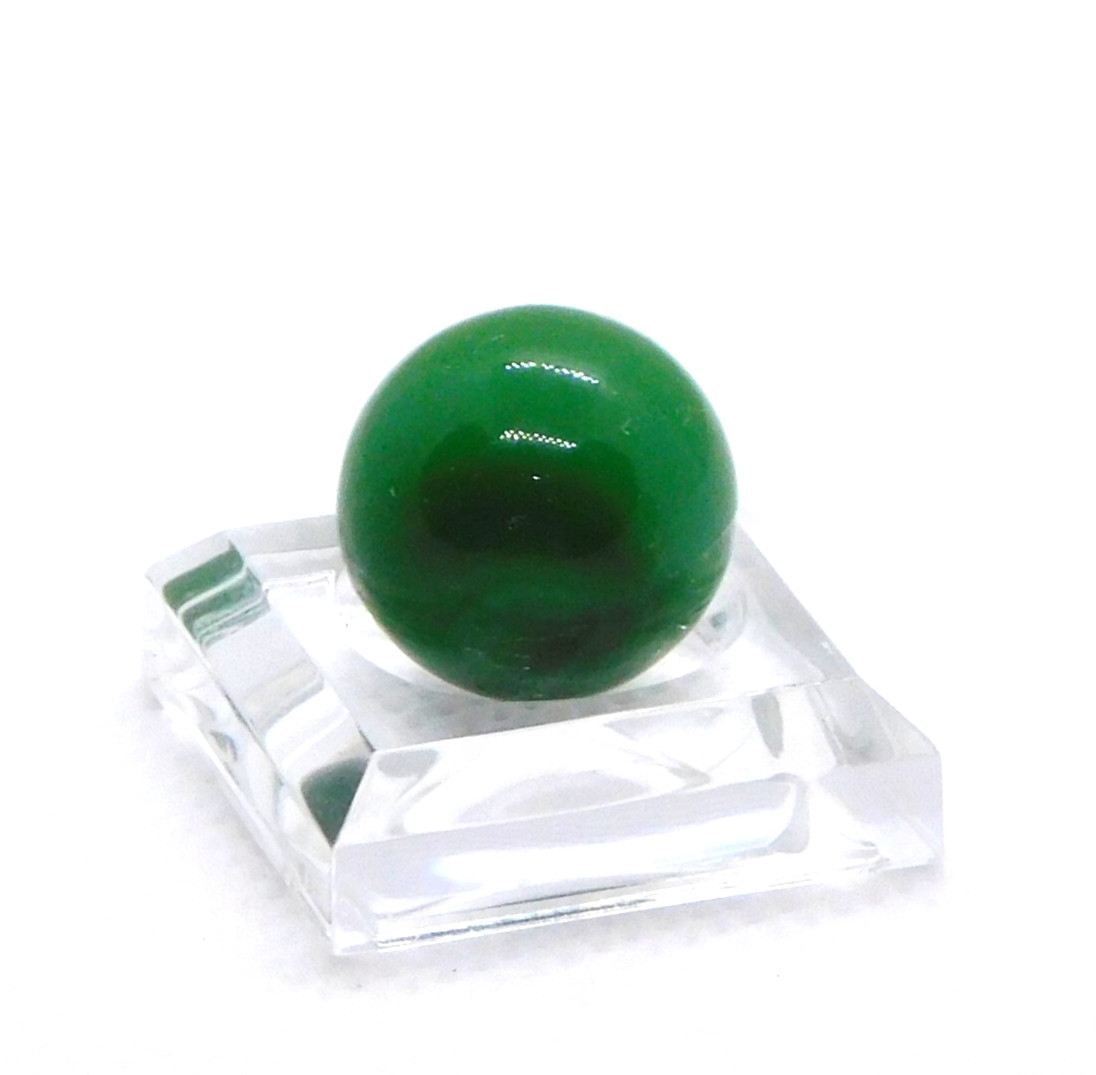 Vintage Glass Marble Small Green Opaque Swirl Melted Pontil Mint 0.55″ #0-116