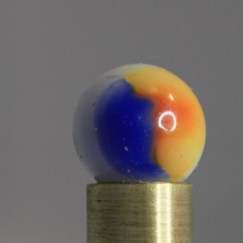 AKRO AGATE CORKSCREW SPIRAL BLUE RUST ORANGE OPAQUE WHITE 5/8″ MARBLE GLASS
