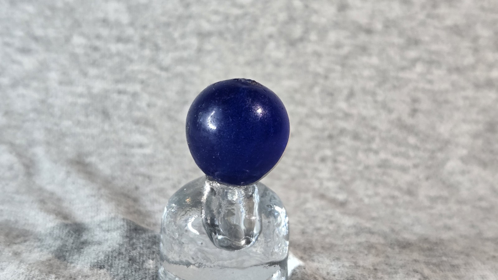 Handmade German Marble – Translucent Blue with Two White Stripes Vintage #001