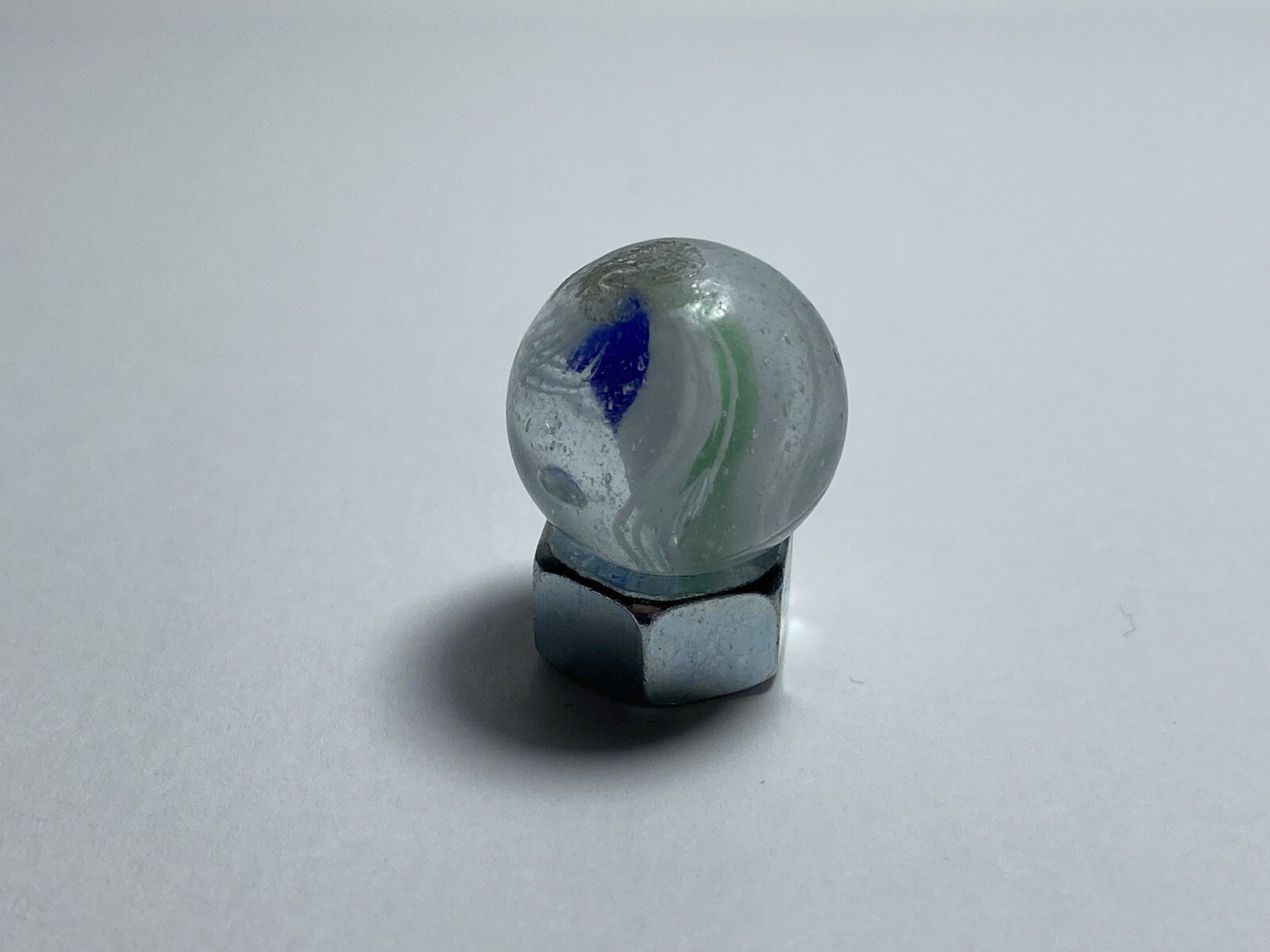 Vintage Green White Pink & Blue Solid Core 0.64″ Handmade German Swirl Marble