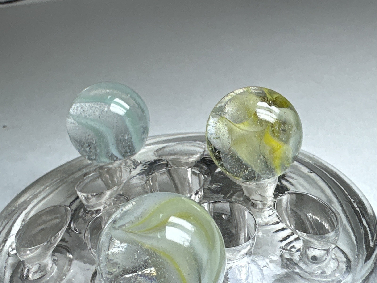265 Awesome Lot Of 3 Vintage Vitro Agate Blended Cats Eye Shooters!