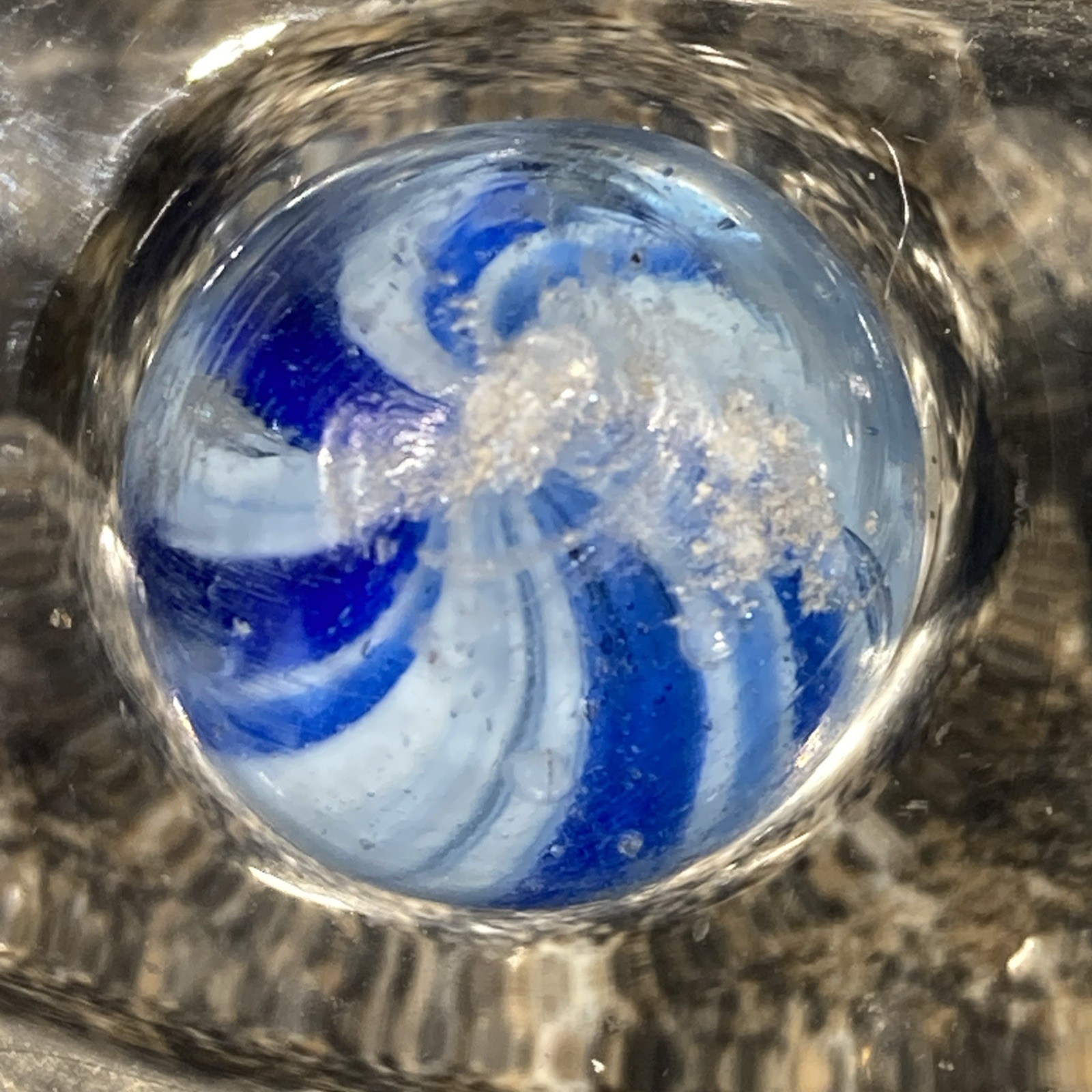 Antique Handmade German Onionskin Swirl Glass Marble .59” V15