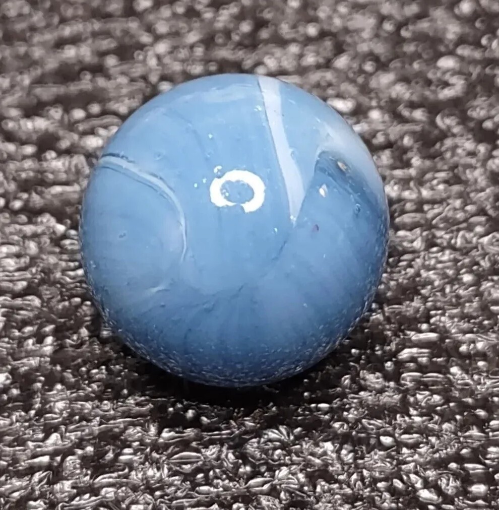 NM+ Opal – Unique Blue &🔥 White – Peltier Glass – Rainbo Vintage MARBLES .61″