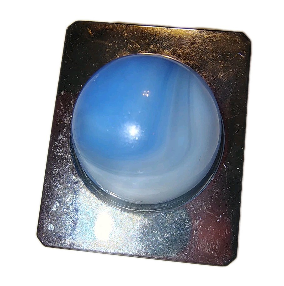 ChristensenAkro Agate Peltier? Swirl Glass Marbles Gray Blues White .62′ Ref #31