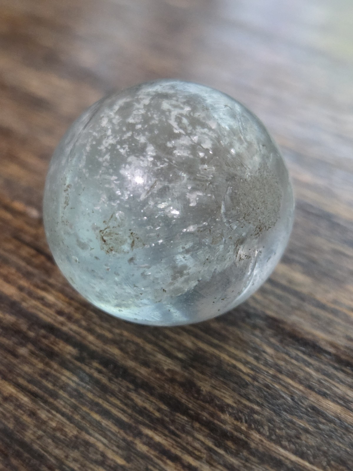 .91″ Vintage German Handmade Mica Marble Clear