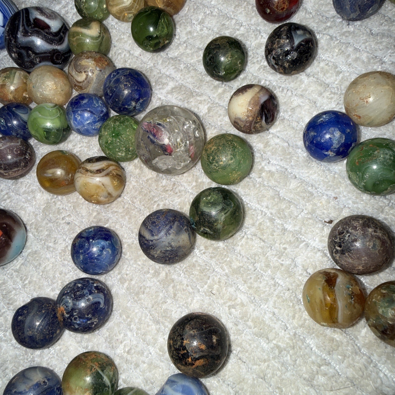 VINTAGE/Antique ESTATE 1.5 Lb. MARBLE LOT (h) w/ Jar German? unsearched 15-25mm.