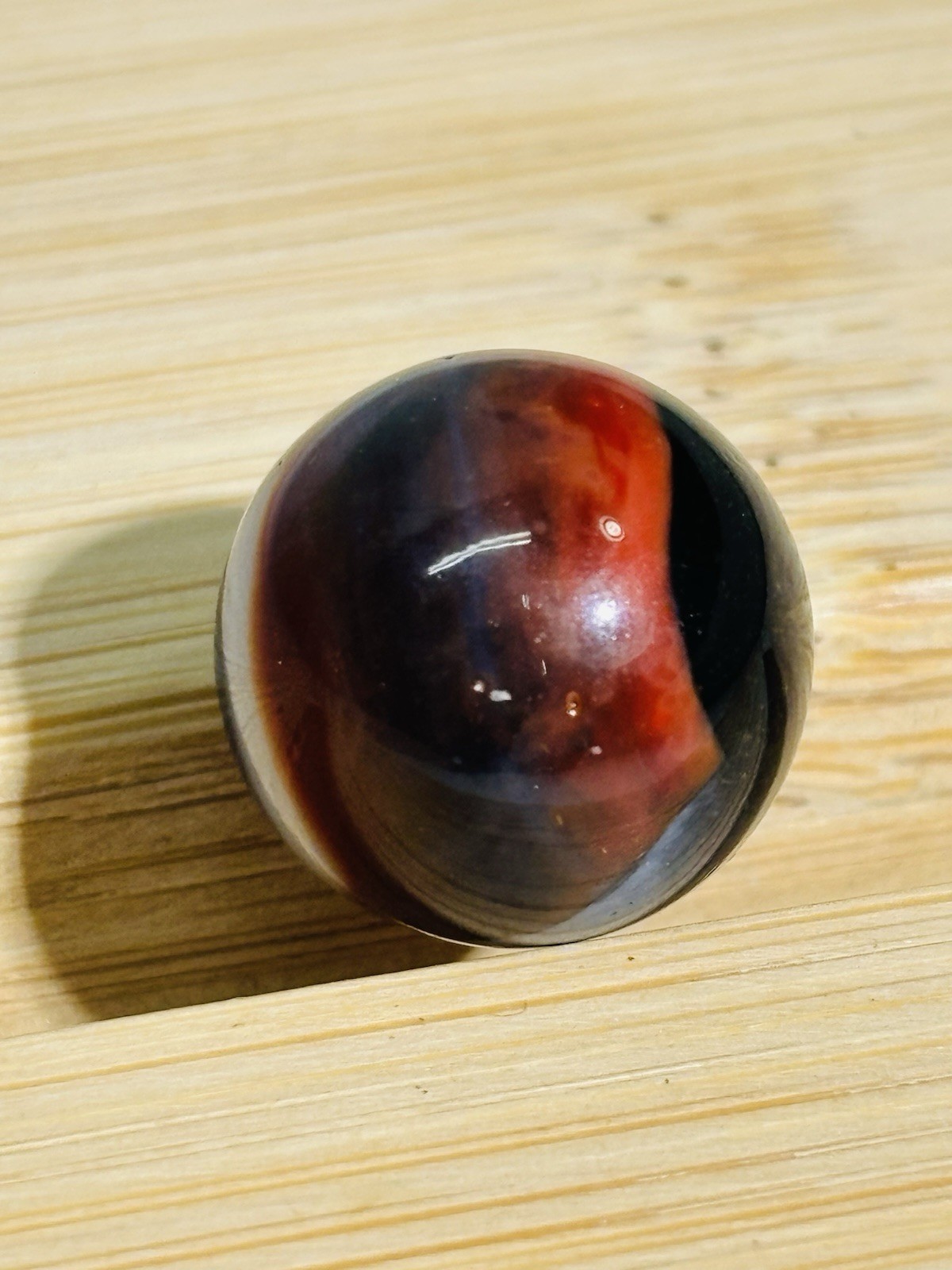WOW Peltier Glass Tricolor Oxblood Marble Near Mint Or Better UV 0.62” 5/8