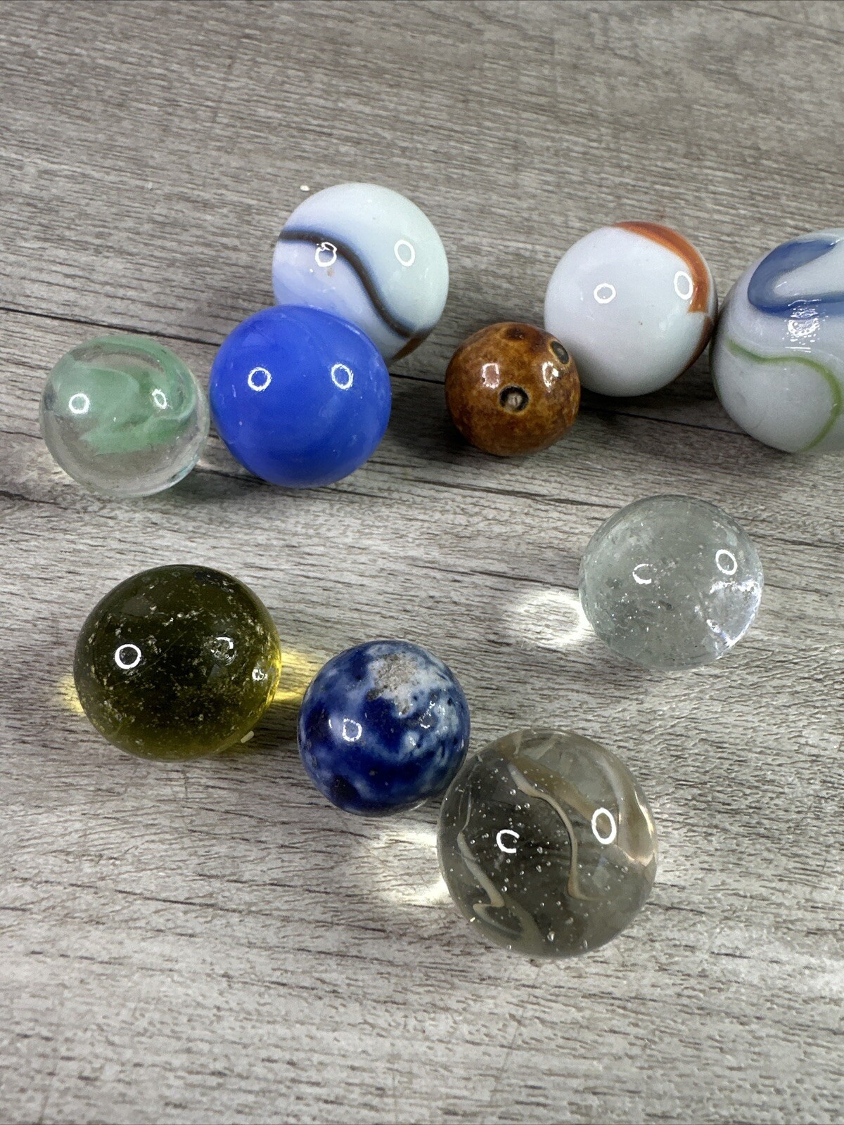Vintage Marbles Lot Of 10 Various Colors Sizes