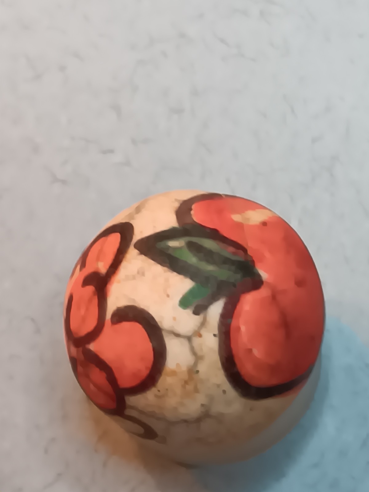 Chinese Clay Crockery Toy Marble Hand-Painted Fruit Apple And Basket.size .73 In