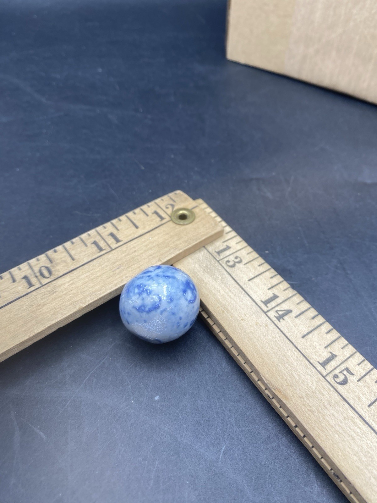 Vintage Large Clay Marble Textured Blue Variation And White 1#