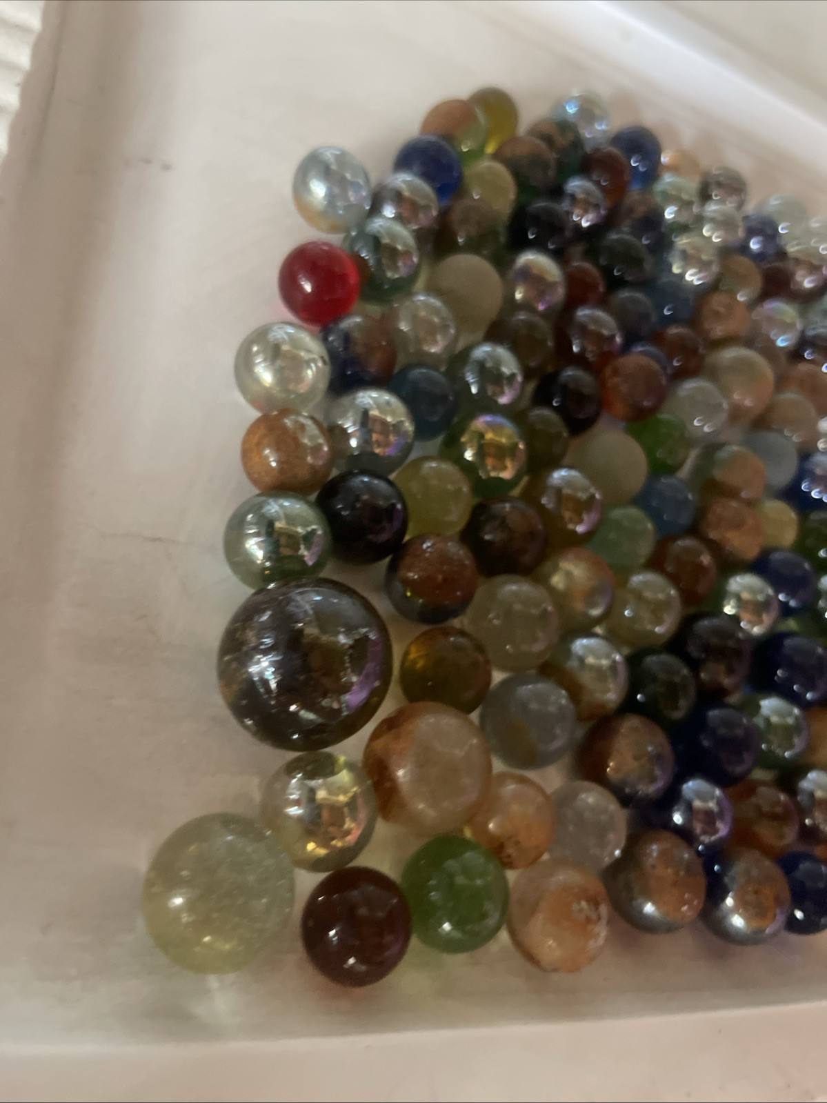 Lot Of 190 Vintage “Clearies” Transparent Colored Glass Marbles-Assorted Sizes