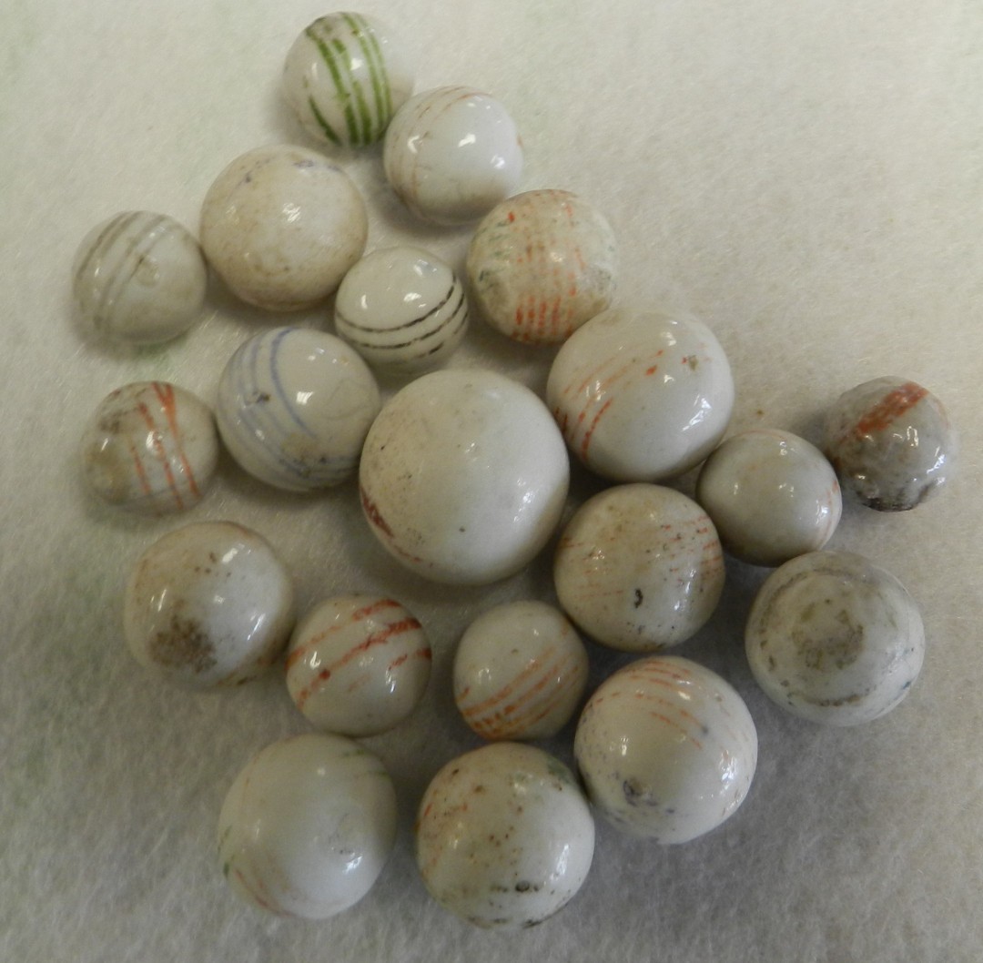 #20916m Vintage Group of 20 German Handmade China Marbles
