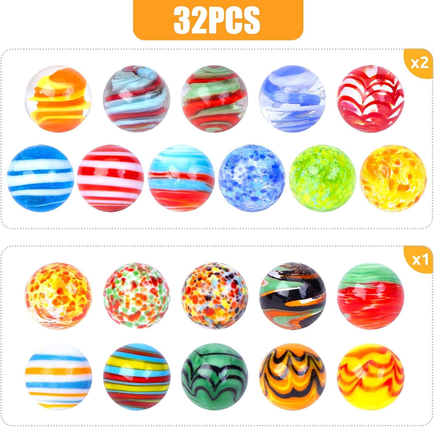 Sallyfashion 32PCS Glass Marbles Bulk, 16Mm/0.6Inch Handmade Glass Marbles Color