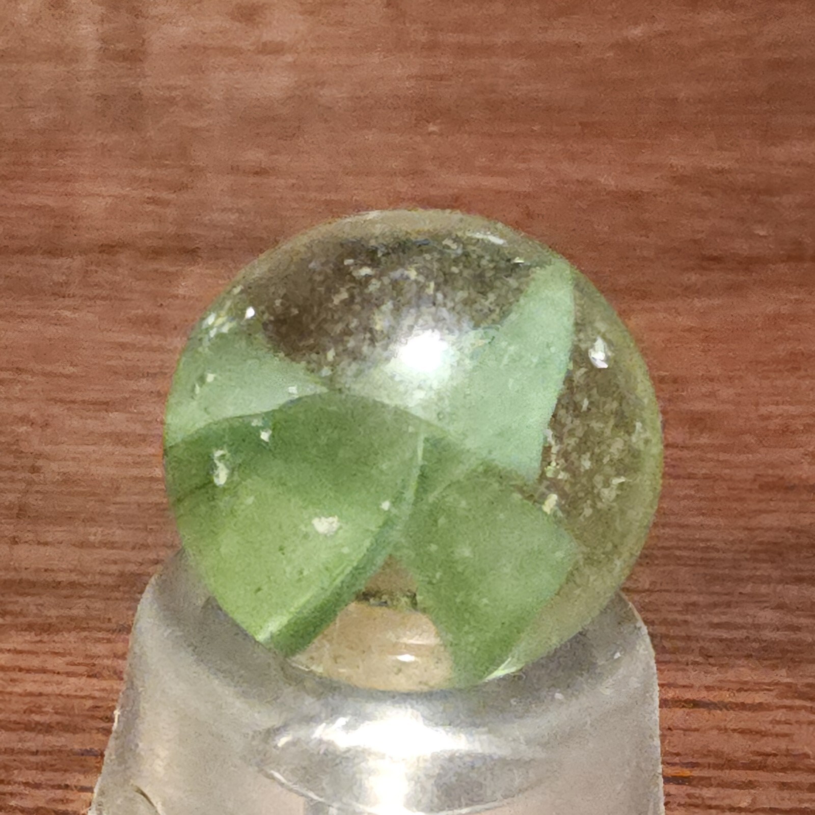 Vintage C. E. Bogard Hybrid Cats Eye Green In Clear .718″ Shooter Marble