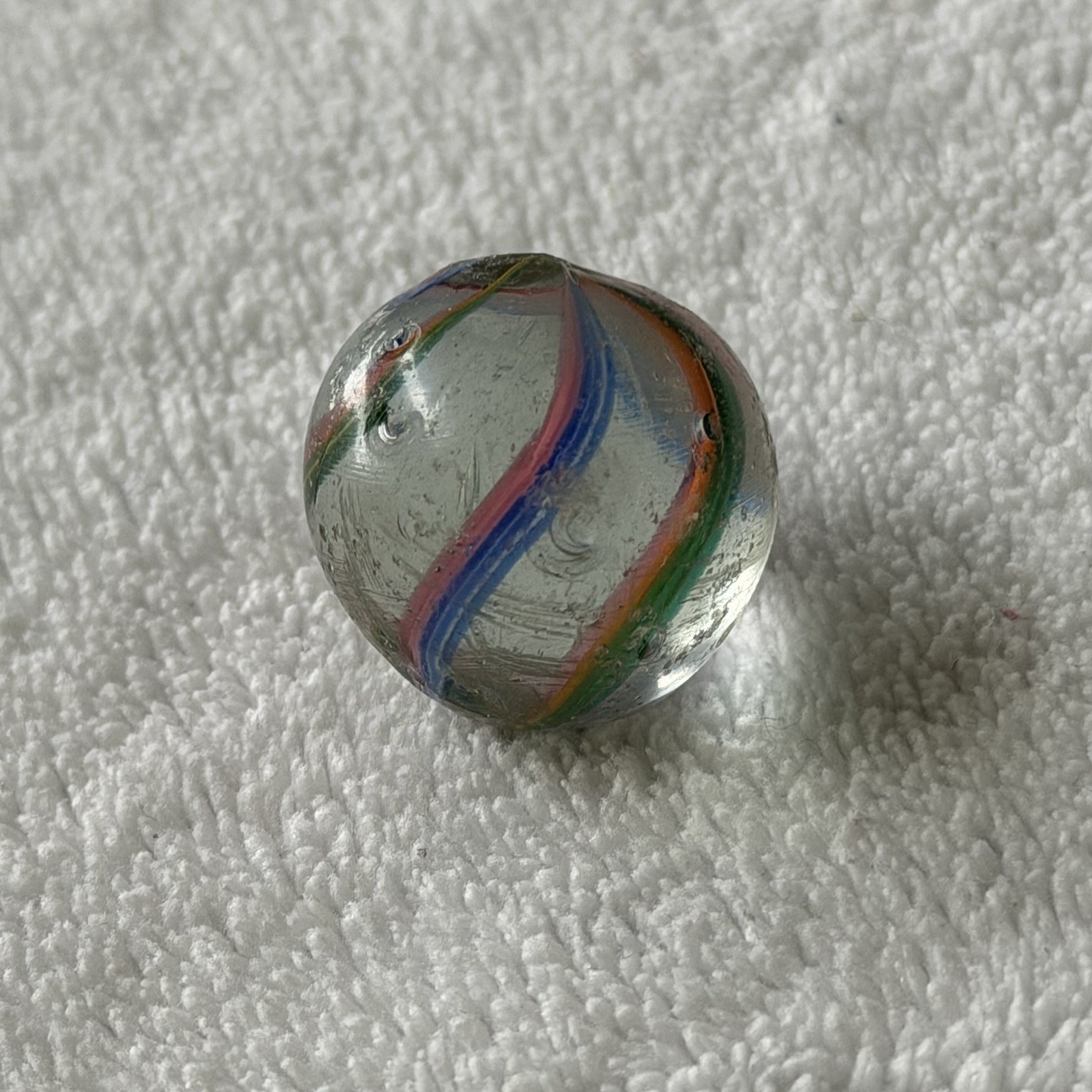 Antique German Handmade Swirl Marble 4-Color Divided Core Shooter .9″ 23mm