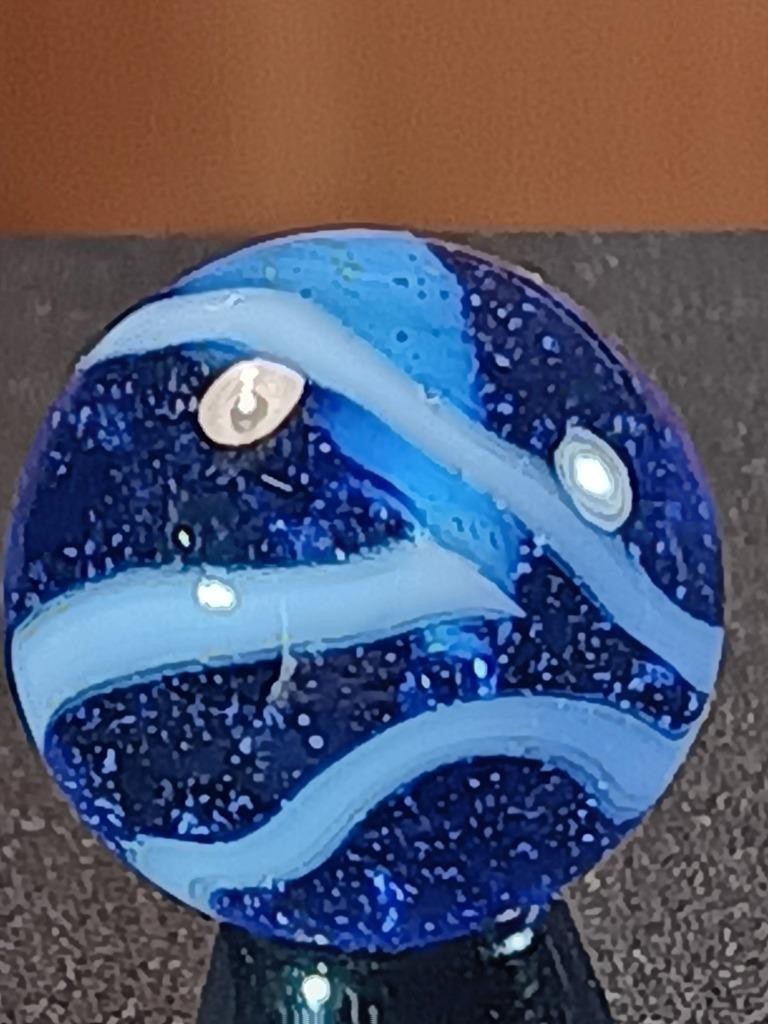 5/8″ Vacor Transparent Cobalt Saphire Blue Jay Pearl White NM Serious Marble B51