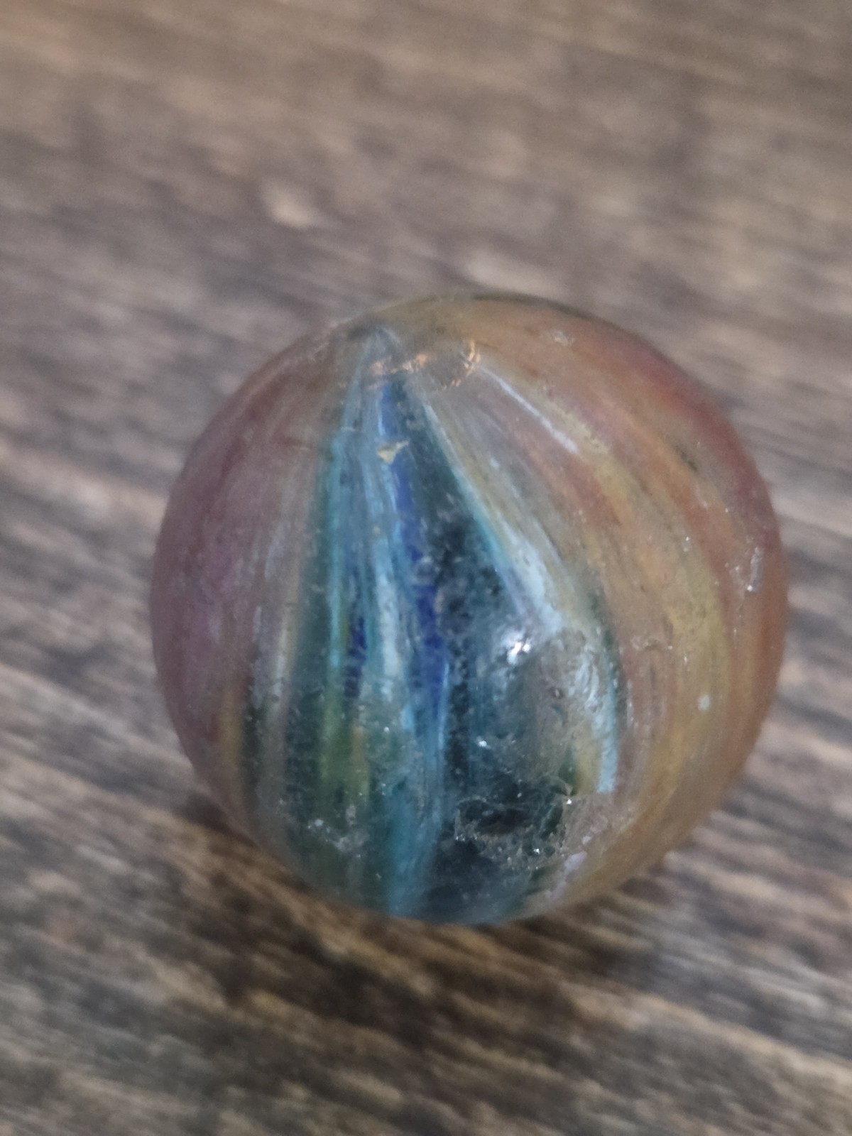 1.11″ Antique Vintage German Handmade Multi Colored Onionskin Marble