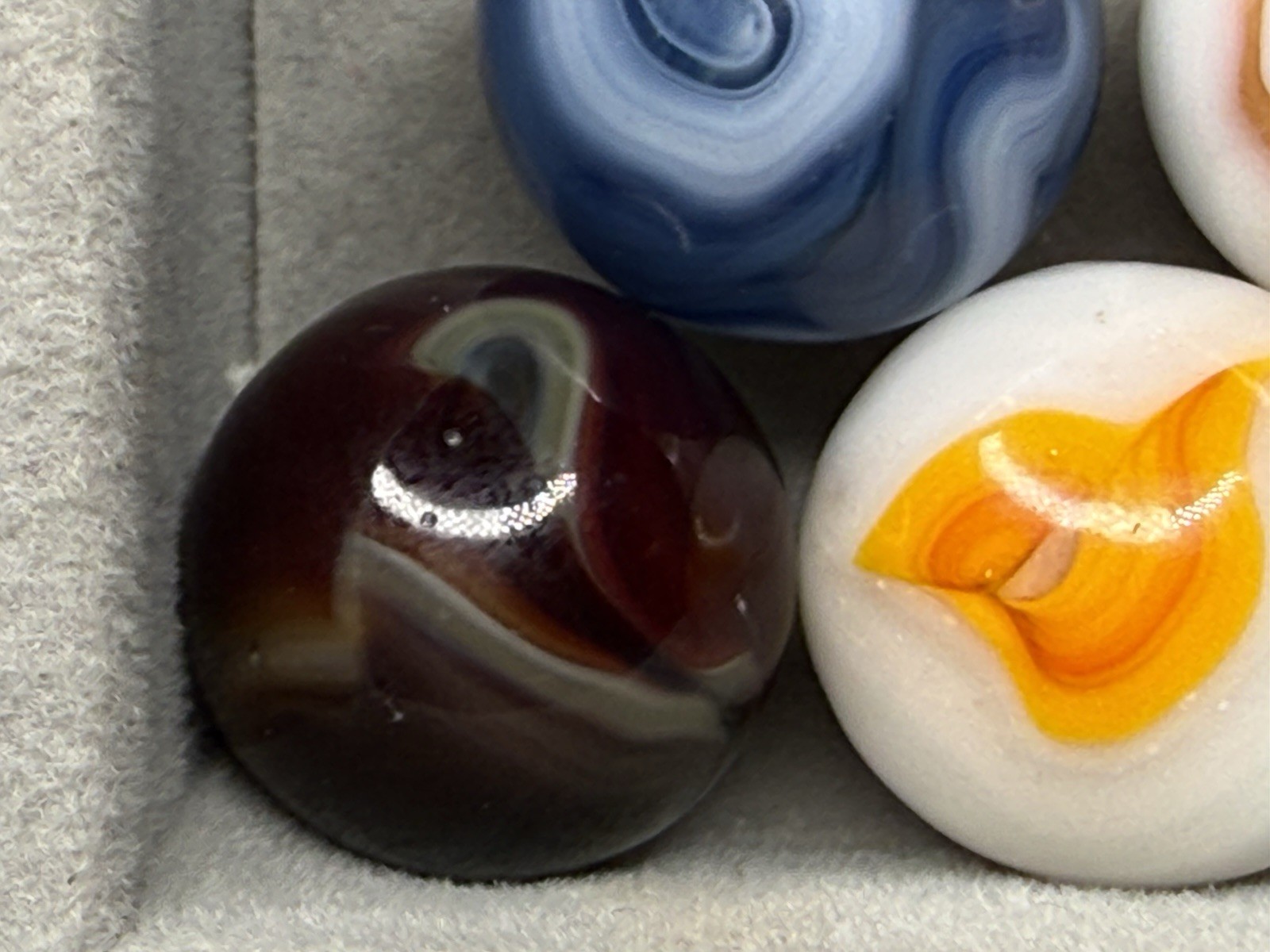 Lot Of (5) CAC West Virginia Swirl Marbles .59” To .62” NM