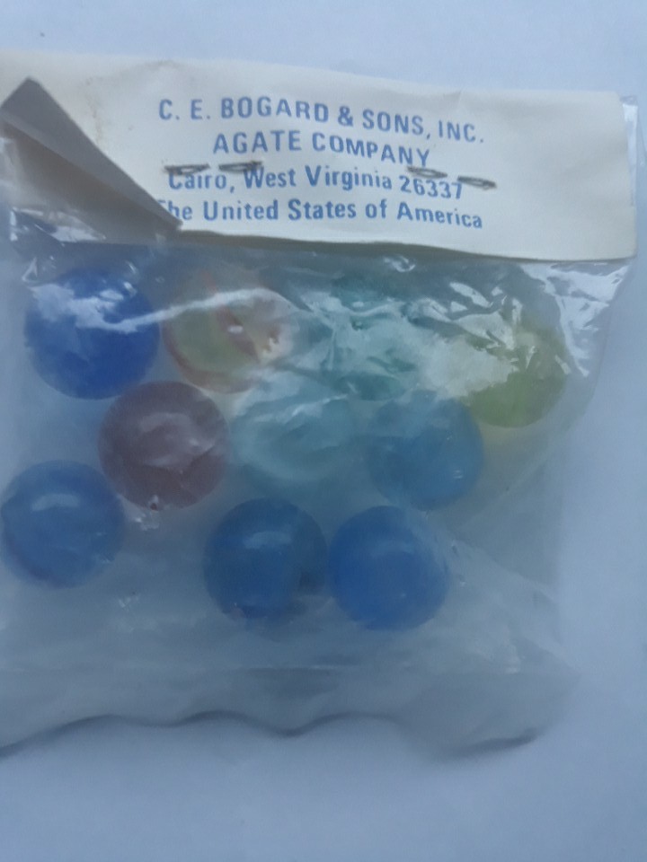 VTG Cat Eyes Glass Marbles C.E. Bogard & Sons Agate Company 10 Count