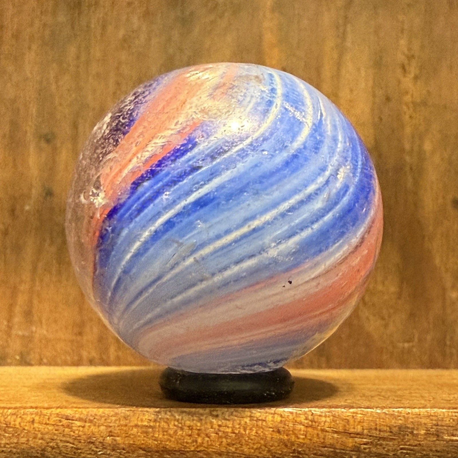 Antique German Handmade Paneled Onionskin Shooter Marble 29/32” Good(+) | (221)