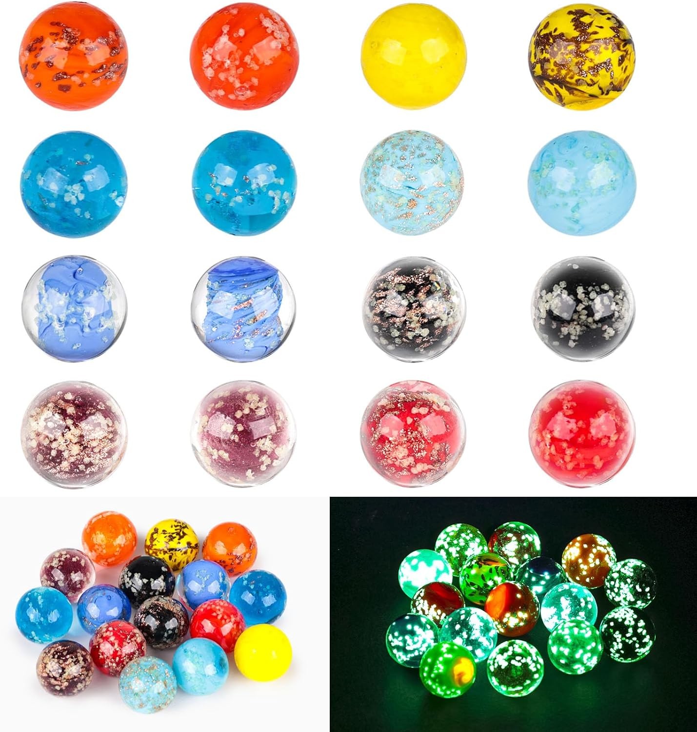 16PCS Glow in The Dark Marbles for Kids Marble Assorted Colors for Run Game G…
