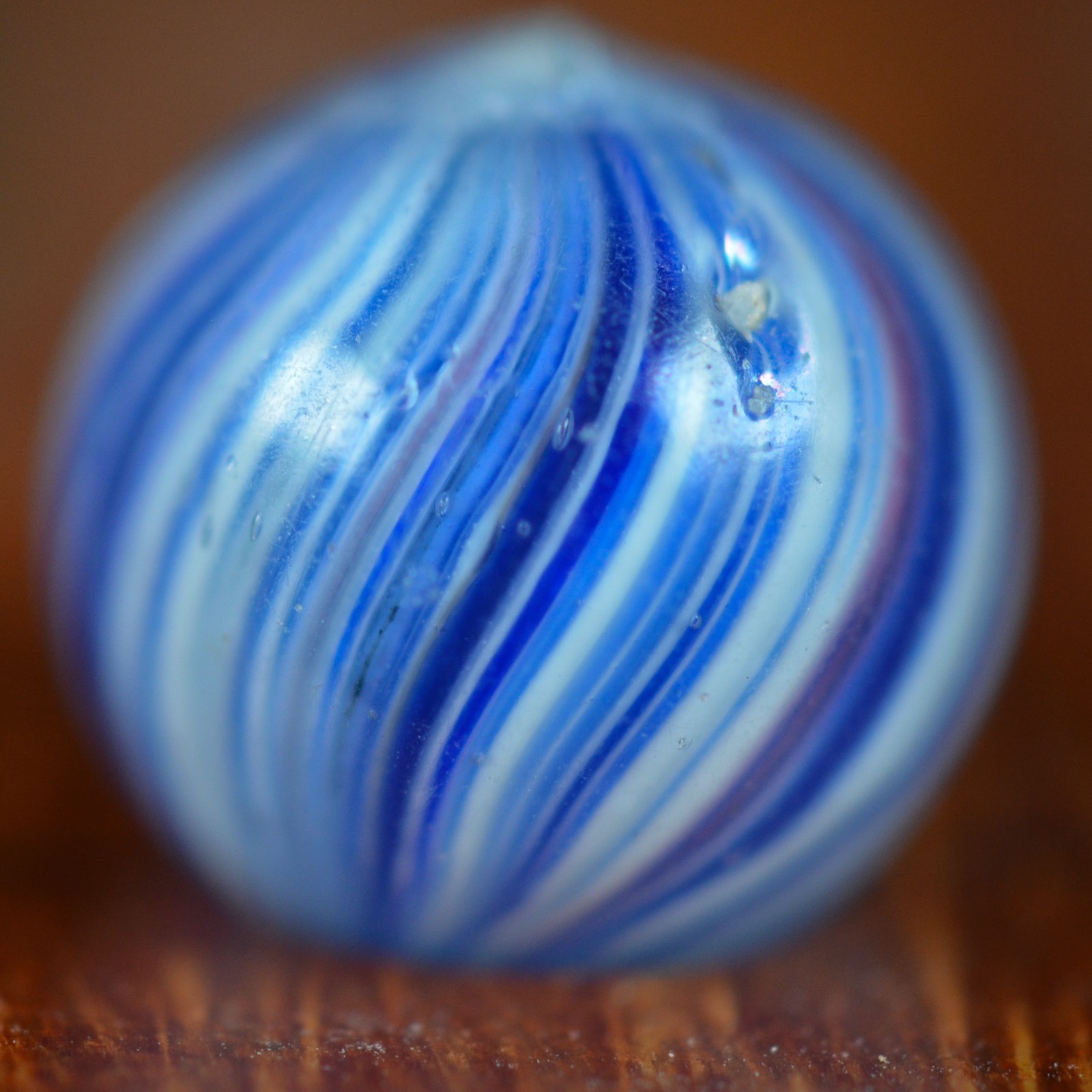 Handmade Blue Onionskin Marble, 0.55 inch, Mint, Germany, 1860-1920, S1588