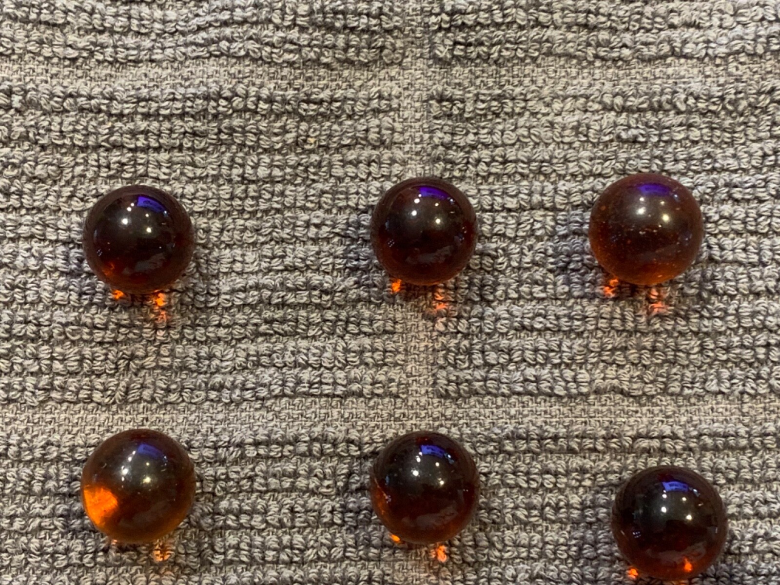 Vaseline Uranium Vintage Glass Marbles, Lot of 6 Glowing Marbles Red Amber